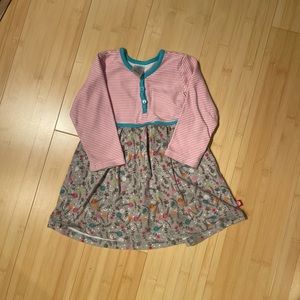 GC Zutano Long Sleeve Floral & Striped Dress